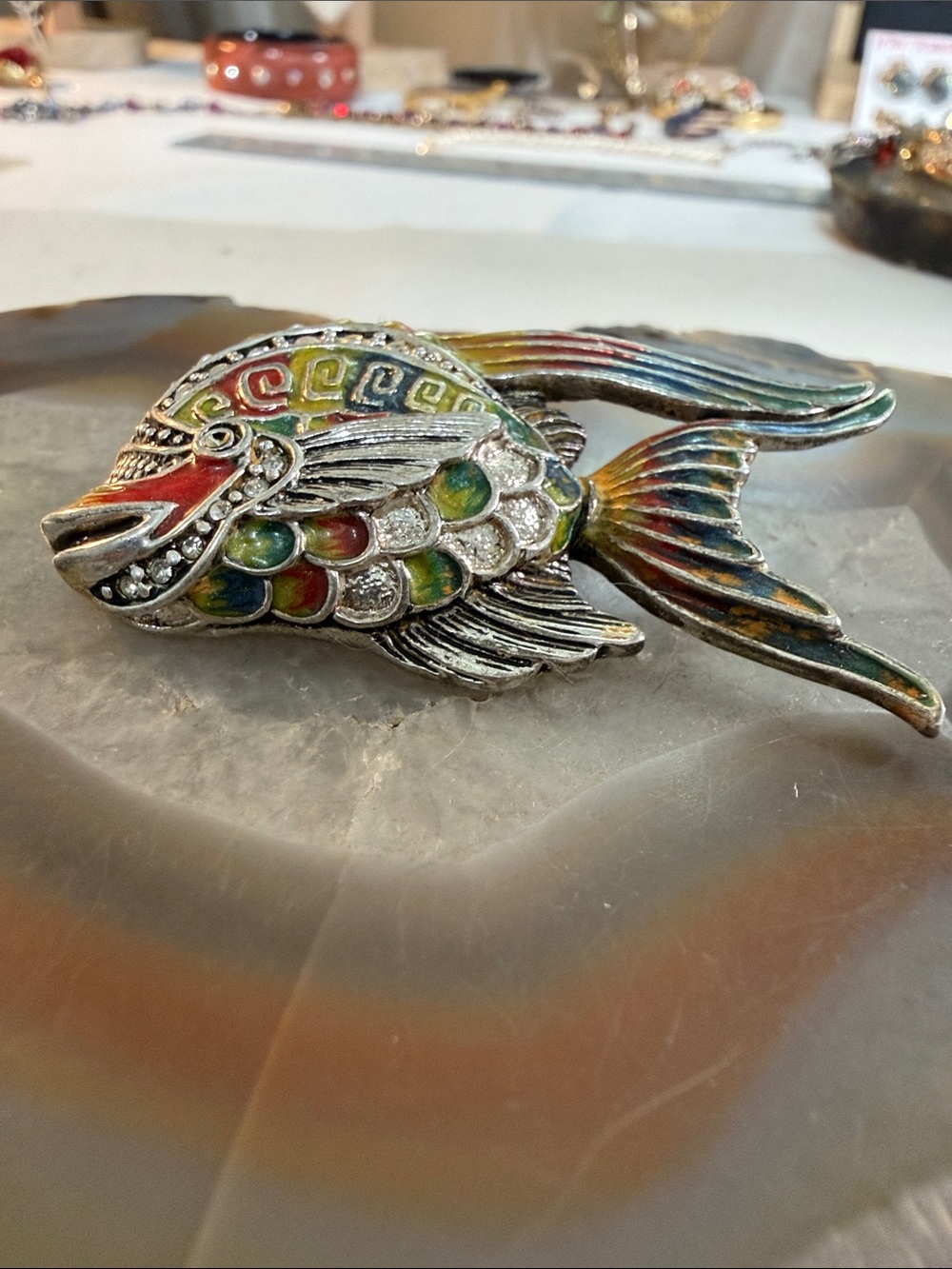 Colorful Enamel Angelfish Brooch Pin - Multicolor 2” x 1.5” - Picture 3 of 9